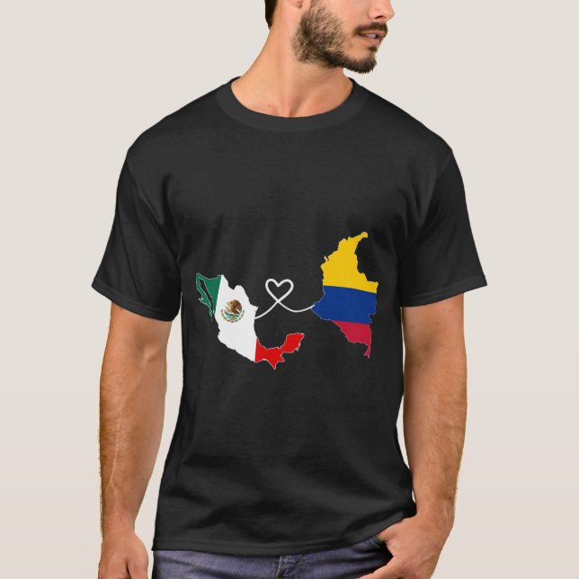 T-shirt Demi-Colombien - Carte du Drapeau Mexicain ADN Mex (Devant)