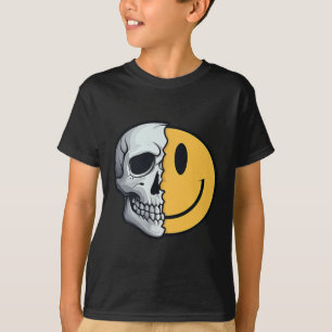 T-shirt Demi-crâne sourire visage Rave squelette les année