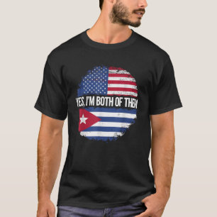 T-shirt Demi-Cuba Demi-Américain Pays USA Drapeau Cuba Ame
