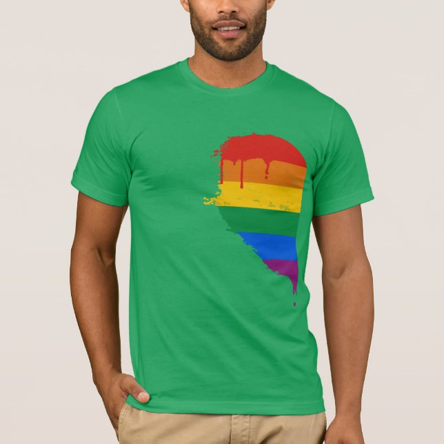 T-SHIRT DEMI DE COEUR D'ARC-EN-CIEL LAISSÉ - .PNG (Devant)