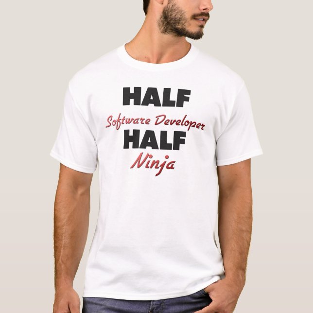 T-shirt Demi de programmateur de logiciel demi de Ninja (Devant)