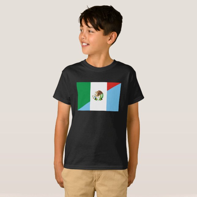 T-shirt demi de symbole de pays de drapeau du Mexique (Devant entier)