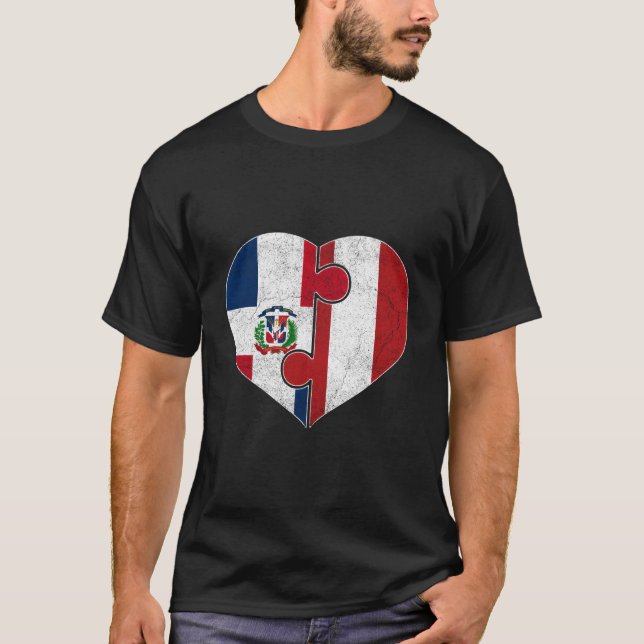 T-shirt Demi-Dominicain moitié du Drapeau péruvien racine  (Devant)