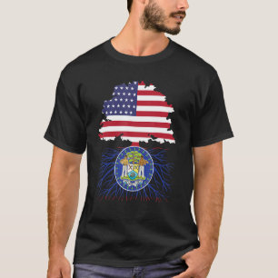 T-shirt Demi drapeau américain du Belize fierté Racines bé