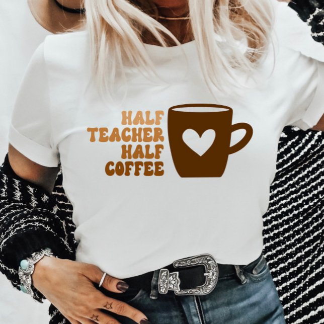 T-shirt Demi-enseignant Brown rétro demi-café femme (Créateur téléchargé)