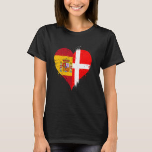 T-shirt Demi-espagnol Demi-danois A Espagne Danemark Drape