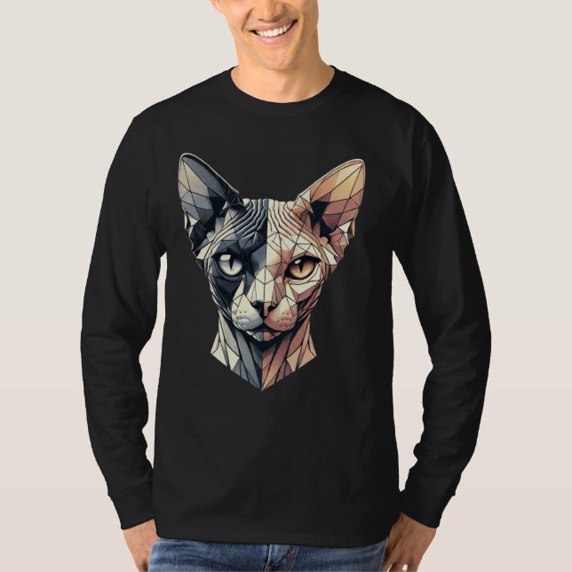 T-shirt Demi-face Abstraite Kitten Géométrie Polygone Sphy (Devant)