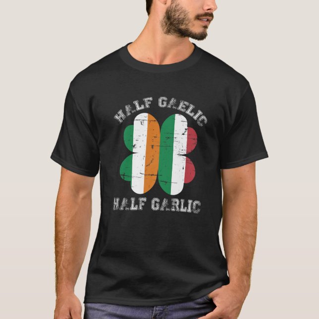 T-shirt Demi-gaélique demi-ail italien irlandais Saint Pat (Devant)