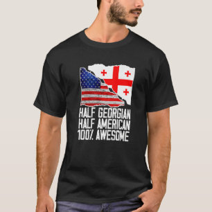 T-shirt Demi-géorgien demi-américain Géorgie US Drapeau Pa