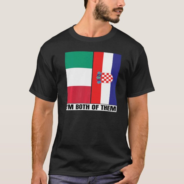 T-shirt Demi-Italien Demi-Croate Patrimoine Italia Croatie (Devant)