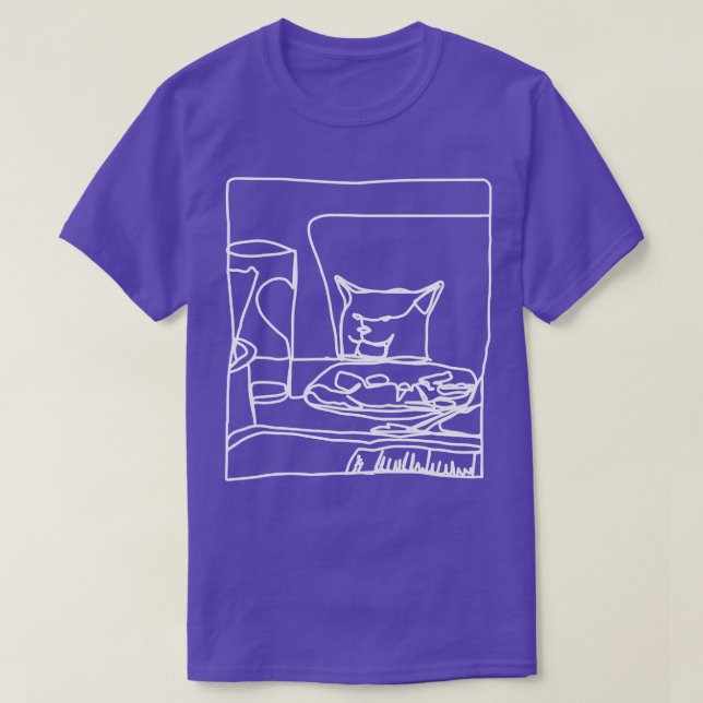 T-shirt Demi-mèmes femme hurlant au chat White Line Doodle (Design devant)