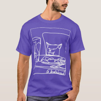 T-shirt Demi-mèmes femme hurlant au chat White Line Doodle