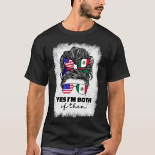 T-shirt Demi Mexicain Et Américain Mexique Amérique Drapea