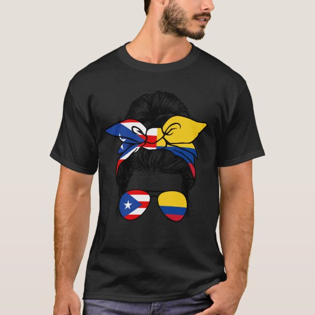 T-shirt Demi-Portoricain moitié Colombien Pride Porto Rico (Devant)