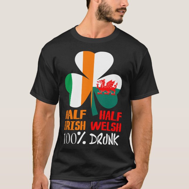 T-shirt Demi-St patrick gallois à moitié irlandais (Devant)
