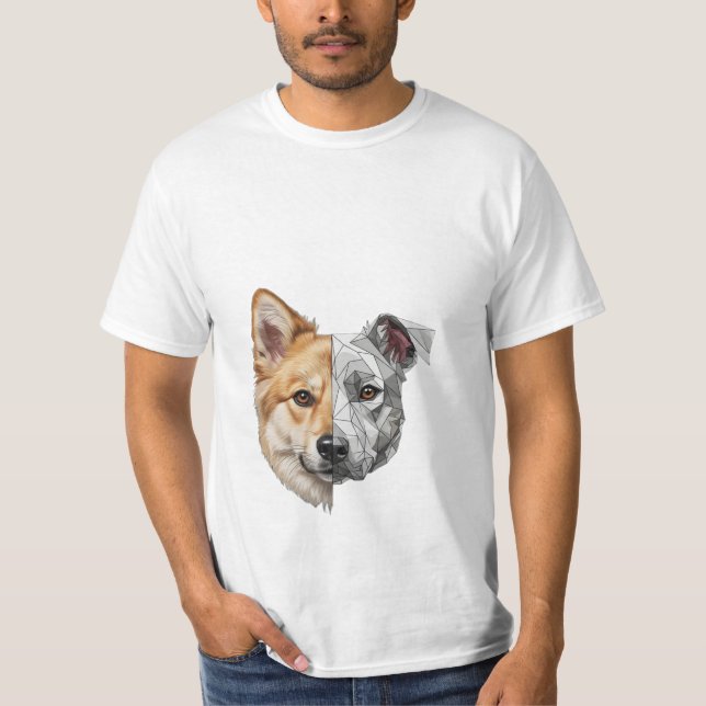 T-shirt Demi-Visage de Chien Robotique (Devant)