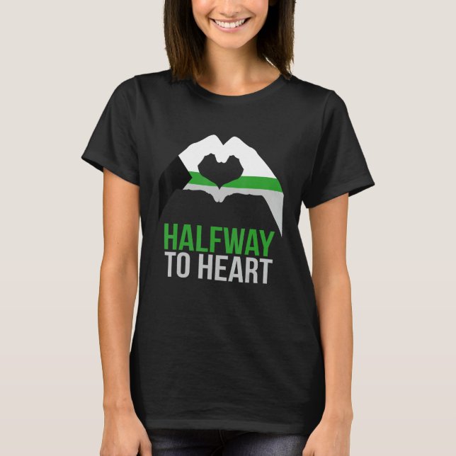 T-shirt Demiromantic Joke Heart Love Demiromantic Flag (Devant)
