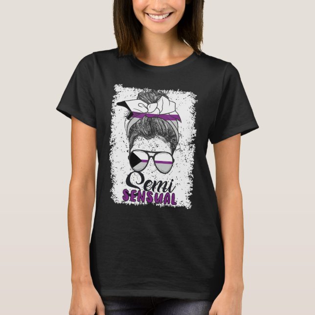 T-shirt Demisexual Joke Messy Bun Lady Demisexual Flag (Devant)