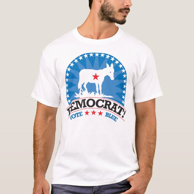T-shirt Démocrate ! Bleu de vote ! (Devant)