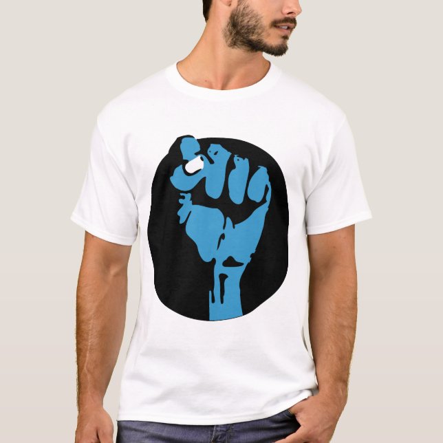 T-shirt démocrate de sang bleu : poing (Devant)