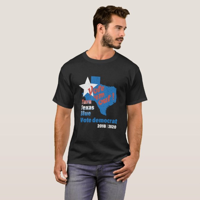 T-shirt Démocrate ! Tournez le Texas bleu ! (Devant entier)