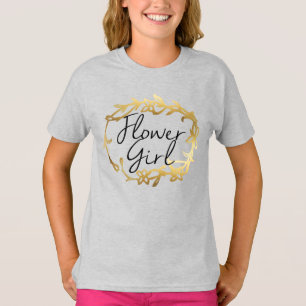 T-shirt Demoiselle de honneur florale d'or chic