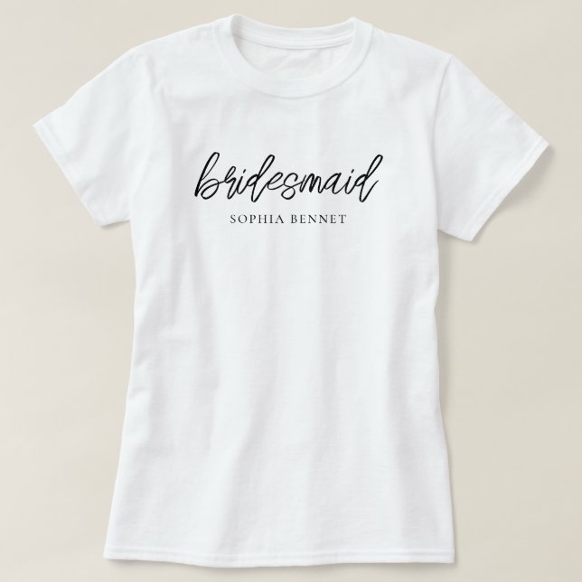 T-shirt Demoiselle d'honneur à personnaliser avec un scrip (Design devant)
