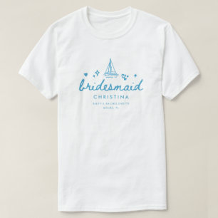T-shirt Demoiselle d'Honneur Bleu Moderne Écriture Lac Ent