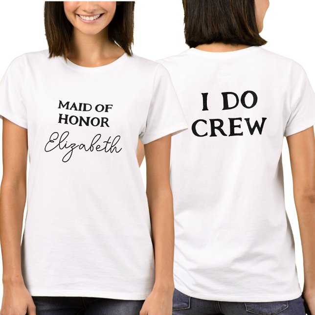 T-shirt Demoiselle d'Honneur | Équipe I Do Crew Blanc (Front And Back)