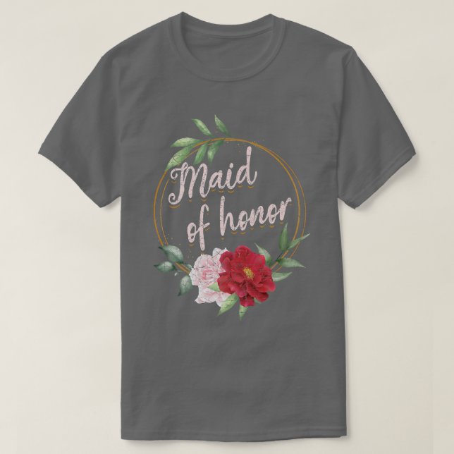 T-shirt Demoiselle d'honneur florale Mariage Mariée Shower (Design devant)