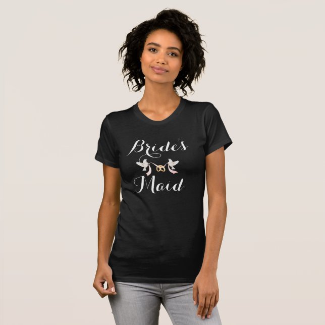 T-shirt Demoiselle d'honneur personnalisée Lovey Dovey Bac (Devant entier)