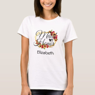 T-shirt Demoiselle d'honneur Tournesols Roses Cadeau flora