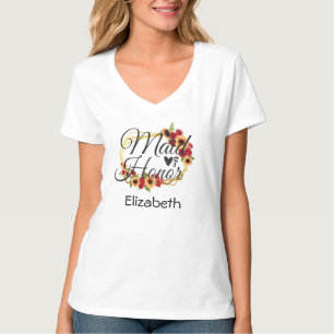 T-shirt Demoiselle d'honneur Tournesols Roses Fleurs Cadea