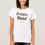 T-shirt Demoiselles d'honneur Élégant sur mesure<br><div class="desc">Un t-shirt mignon pour vos demoiselles d'honneur ultra spéciales. Faites-les heureuses de se tenir à vos côtés tout au long des cérémonies de mariage avec ces chemises de demoiselle d'honneur personnalisées uniques. Il comporte les mots "Demoiselle d'honneur" dans un texte de style script élégant. En dessous, il y a un...</div>