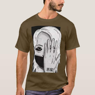 T-shirt Demon en japonais esthétique horreur fille Anime M
