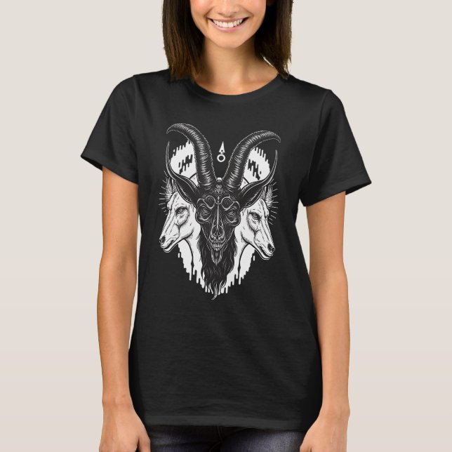 T-shirt Démon gothique occulte Devil Baphomet (Devant)