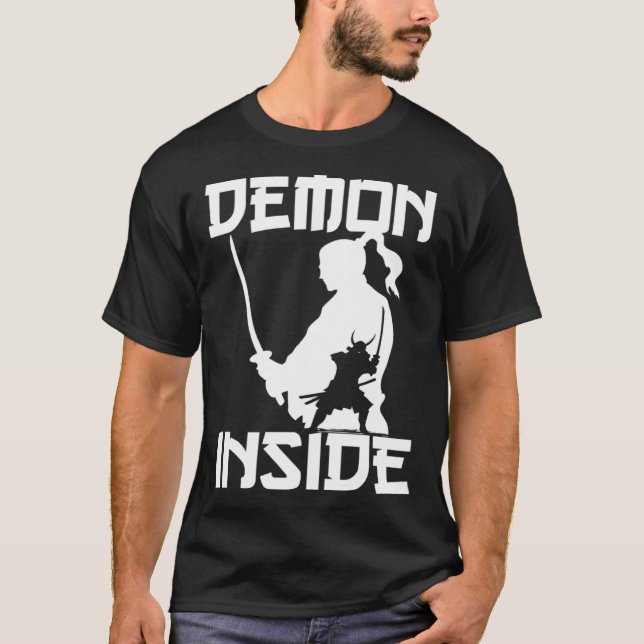 T-shirt Demon Japanese Warrior Samurai Katana Sword Japan  (Devant)