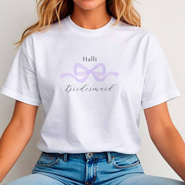 T-shirt Demure Lilac Bow Bridesmaid Proposition (Lilac Bow Tshirt)