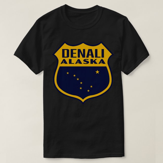 T-shirt Denali Alaska Retro Shield jaune (Design devant)