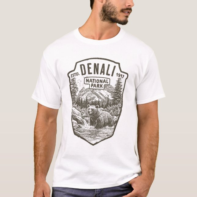 T-shirt Denali Bear River National Park Alaska 1917 (Devant)