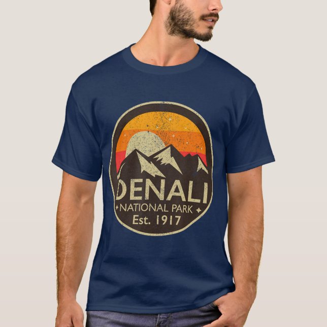 T-shirt Denali National Park Alaska Retro Randonnée Cadeau (Devant)