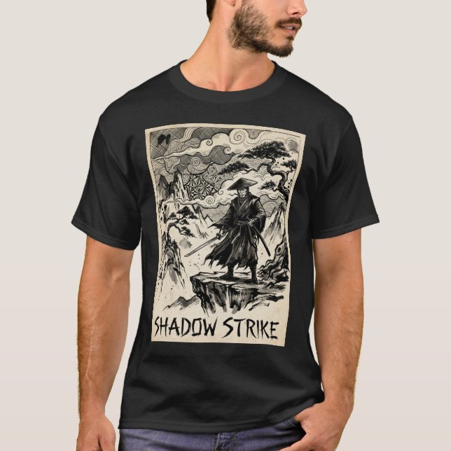 T-Shirt d'encre d'art samouraï Shadow Strike (Devant)