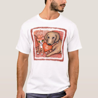 T-shirt d'enfants de chien et de chat de Valentine