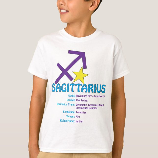 T-shirt d'enfants de traits de Sagittaire (Devant)
