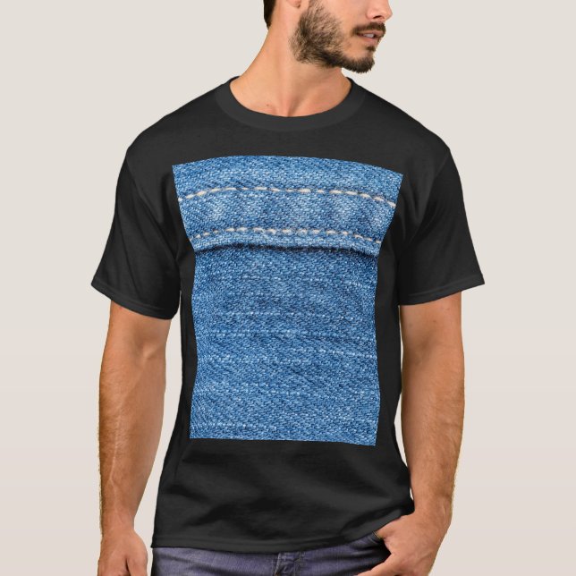 T-shirt Dénim Bleu : Jeans Classique Texture. (Devant)