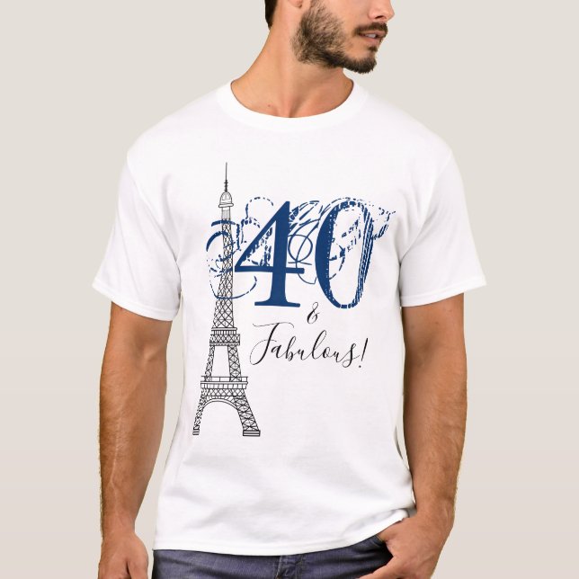 T-shirt Denim Blue 40 & Fabuleuse Tour Eiffel de Paris (Devant)
