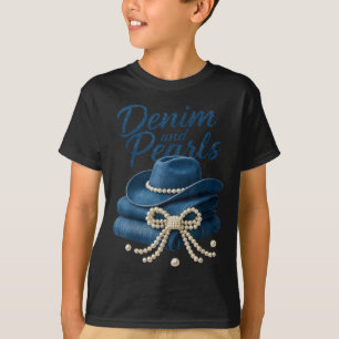 T-shirt Denim Et Pearl En Tenue Femmes Western Cowgirl Rod