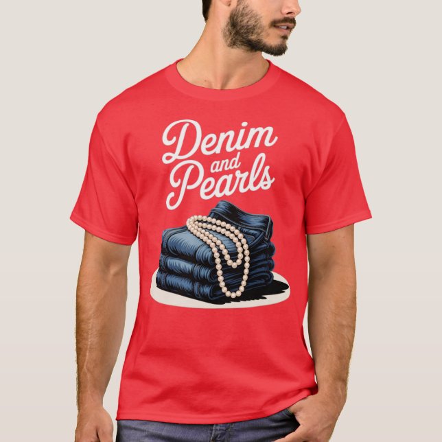 T-shirt Denim et perles pour dames 2025 Denim avec perles (Devant)