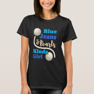 T-shirt Denim Fabric Bleu Jeans Perles Jeans maigre Lover