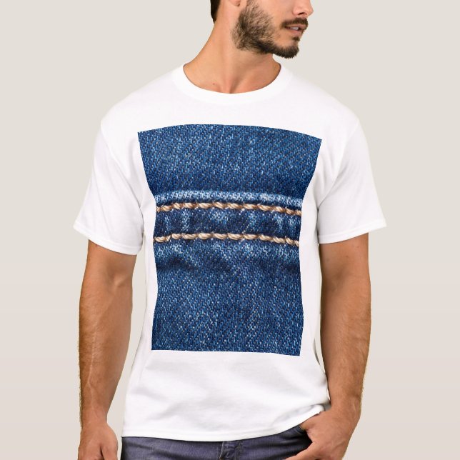 T-shirt Dénim piqué : texture du jean closeup. (Devant)